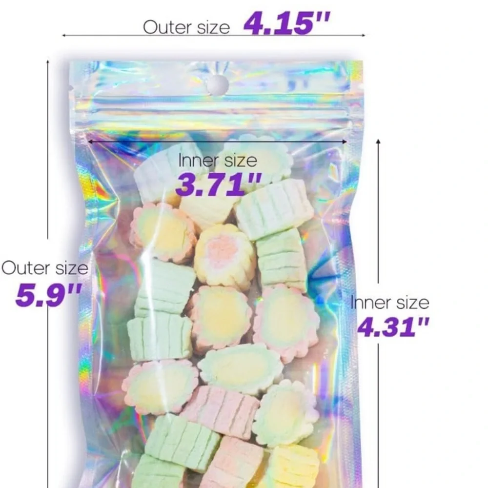 Holographic Re-Sealable Bags 4x6” 20ct~NEW~W/20ct Free Thank you stickers